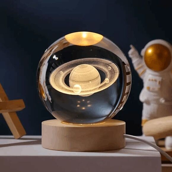 3D Color-Changing Planet Jupiter Crystal Ball Small Night Light - Picture 1 of 4